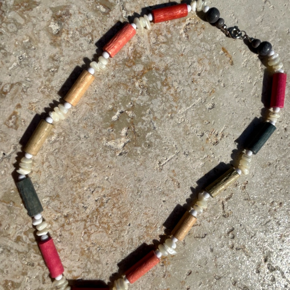 Colorful Wood Bead/Puka Necklace